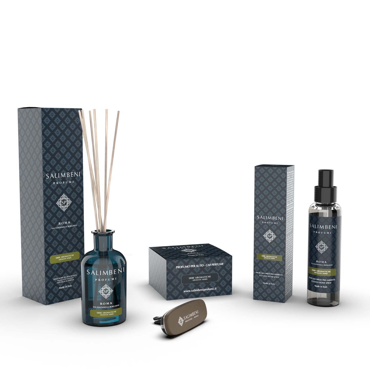 Plantes Aromatiques 250ml + Diffuseur Voiture Finissage Bronze Plantes Aromatiques + Vaporisateur d'Intérieur 150 ml Plantes Aromatiques