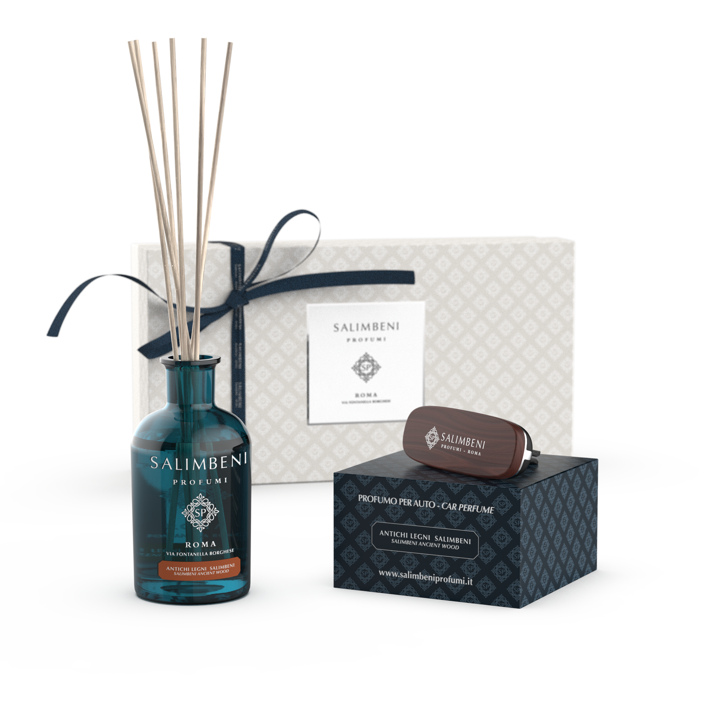 Premium Cadeaupakket Salimbeni Antiek Hout (Salimbeni Antiek Hout 100 ml + Autoparfum Salimbeni Antiek Hout ondersteuning door KEUZE + Cadeauverpakking)