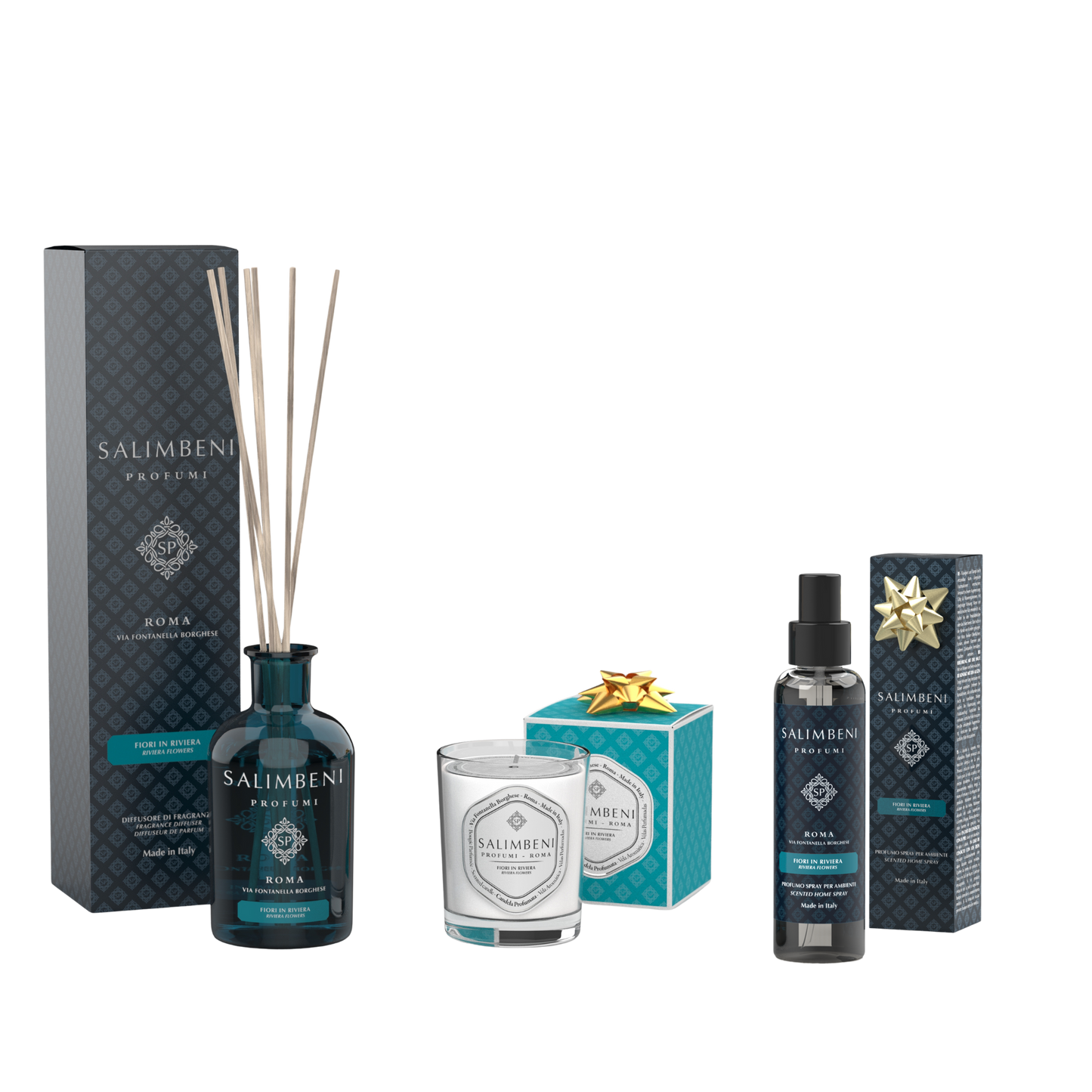 Fleurs en Riviera 250 ml + Bougie Parfumée Fleurs en Riviera en ESSAI GRATUIT + Vaporisateur d'Intérieur Fleurs en Riviera en ESSAI GRATUIT