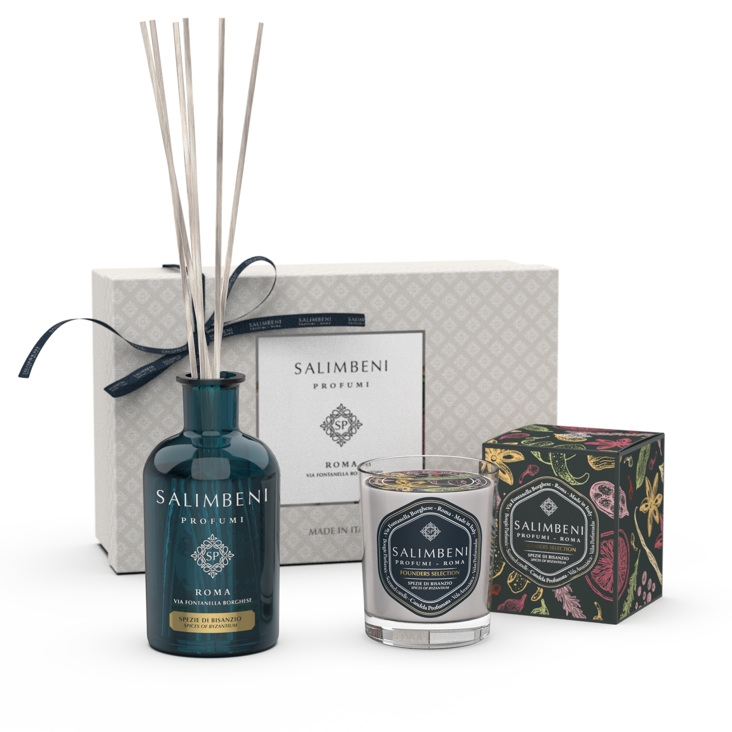Cadeaupakket NAAR KEUZE (250 ml Founders Selection Geurstokjes + 190gr Founders Selection Geurkaars)