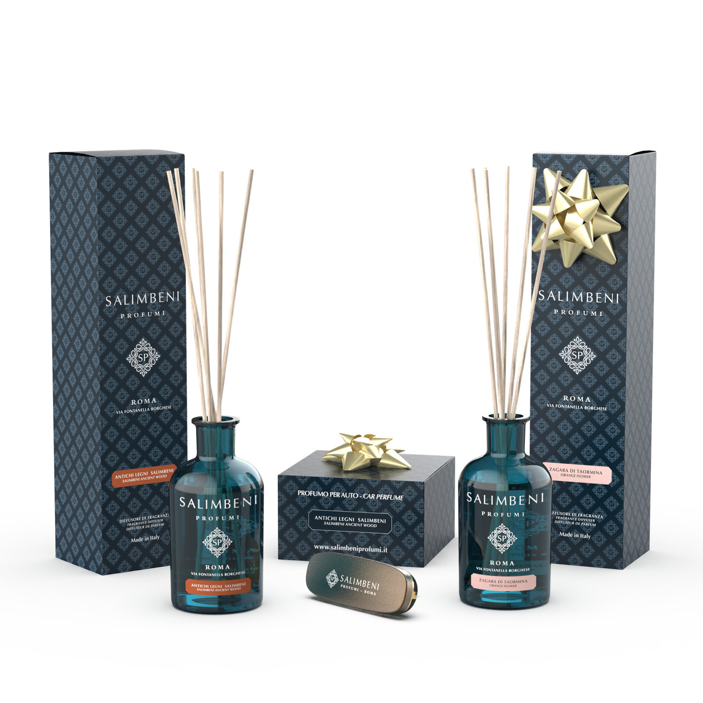 Bois Anciens Salimbeni 100 ml + Diffuseur pour voiture finissage bronze Bois Anciens en ESSAI GRATUIT + Oranger de Taormine 100 ml en ESSAI GRATUIT