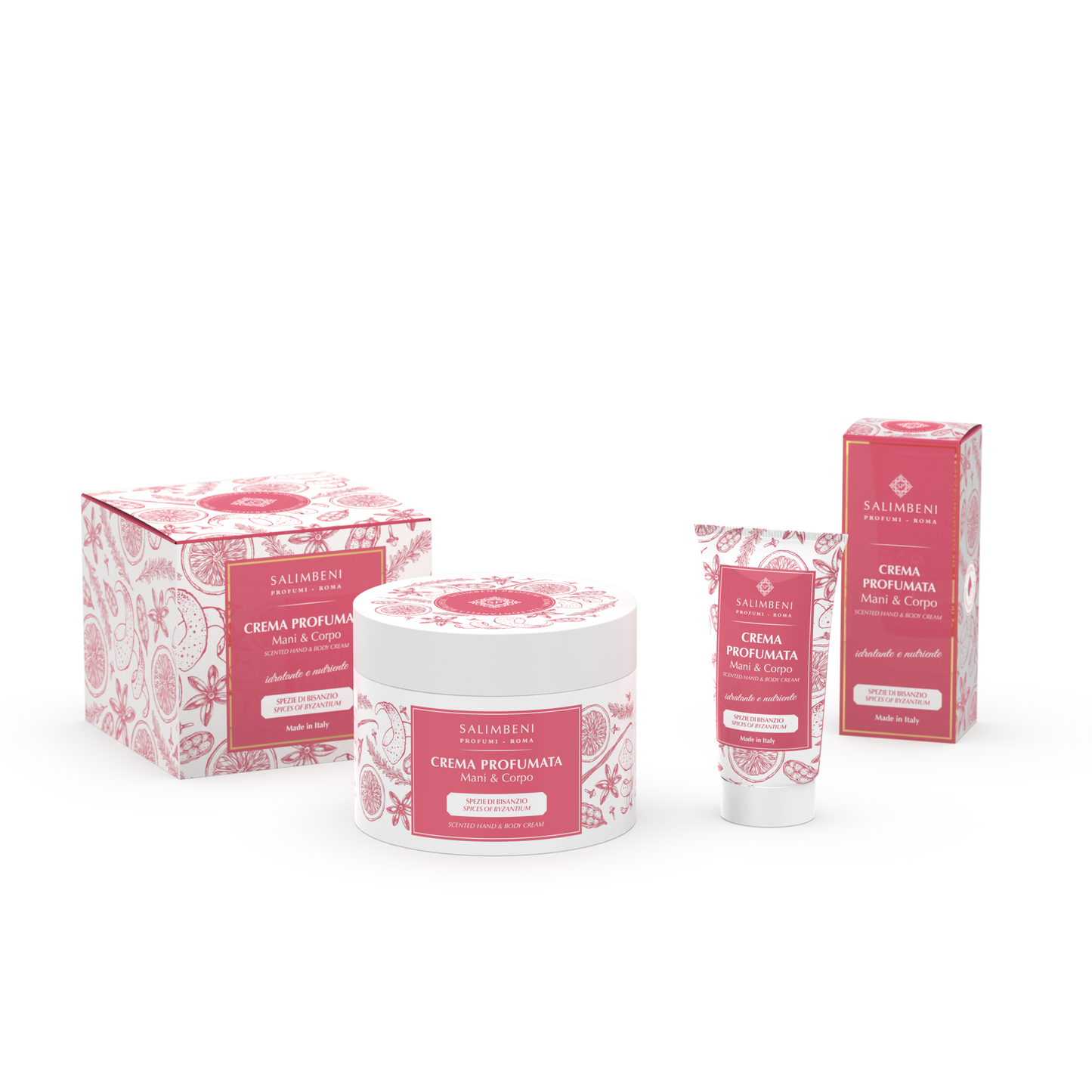 Crème Parfumée pour les Mains et le Corps 200 ml (parfum au choix) + Crème Parfumée pour les Mains et le Corps 50 ml du même parfum