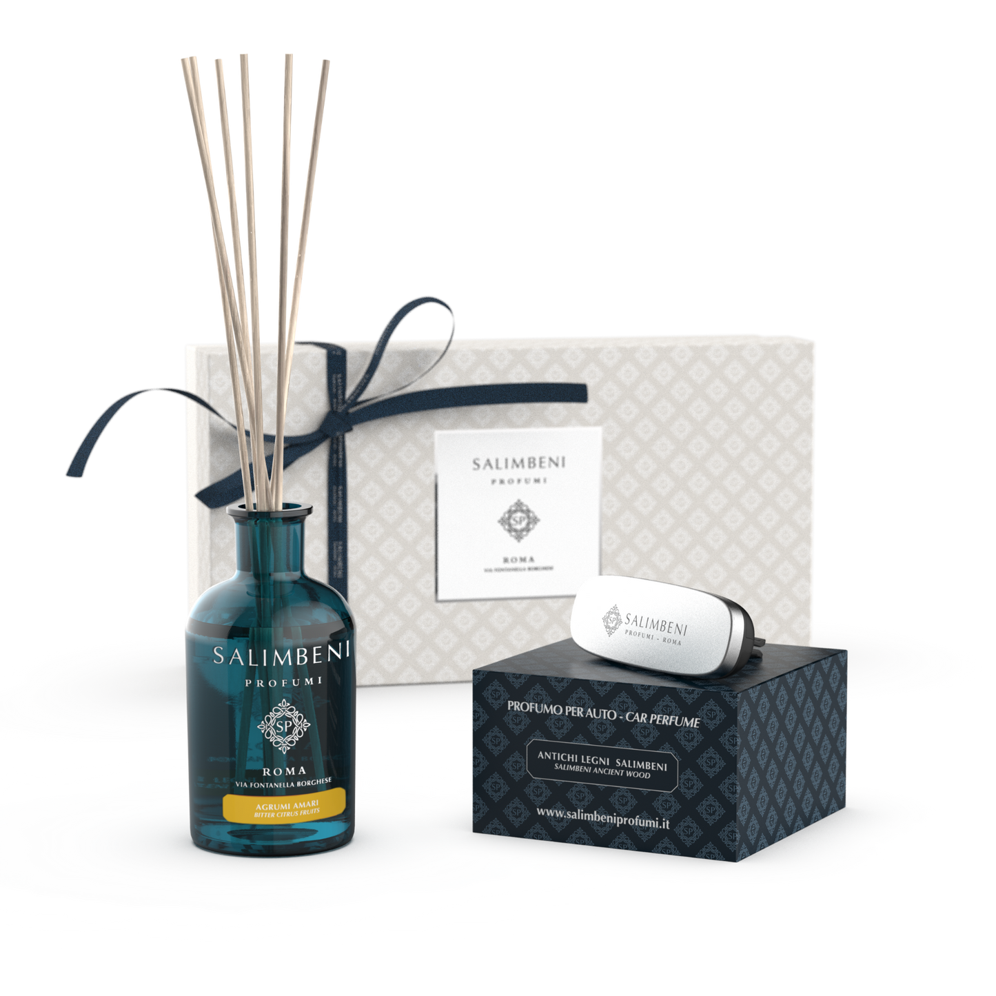 Coffret Cadeau de votre choix (Diffuseur à Bâtonnets 250 ml + Diffuseur pour Voiture du même parfum)