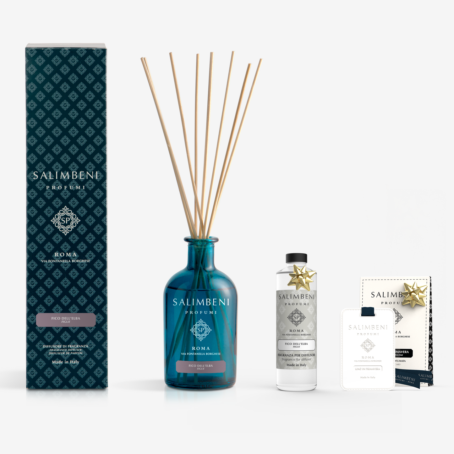 Diffuseur à Bâtonnets 250 ml DE VOTRE CHOIX + Recharge de 250ml du même parfum que le diffuseur + Cartes Parfumées pour les Armoires (lot de 3)