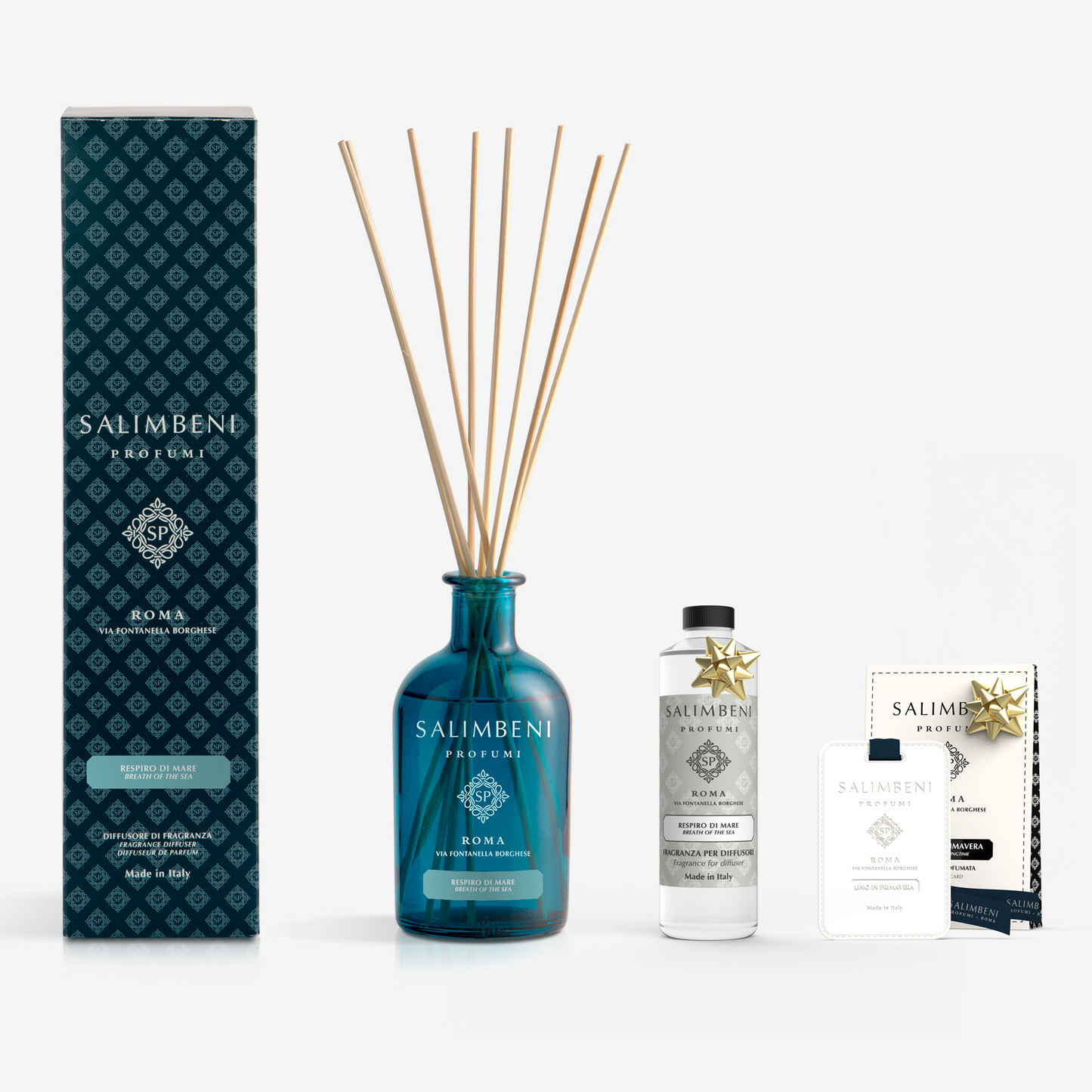 Diffuseur à Bâtonnets 250 ml DE VOTRE CHOIX + Recharge de 250ml du même parfum que le diffuseur + Cartes Parfumées pour les Armoires (lot de 3)