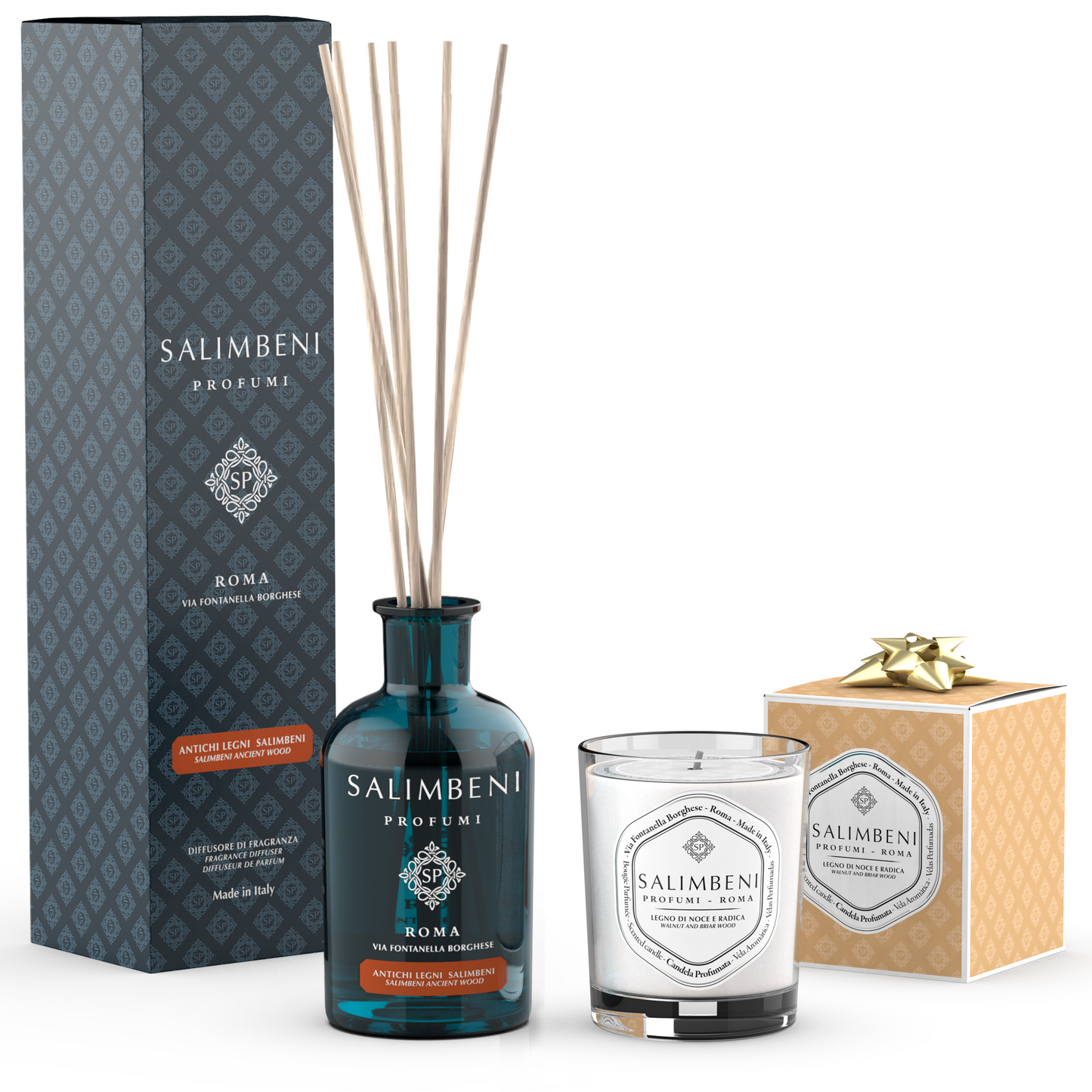 Bois Anciens Salimbeni 250 ml + Bougie Parfumée 190 gr DE VOTRE CHOIX en ESSAI GRATUIT