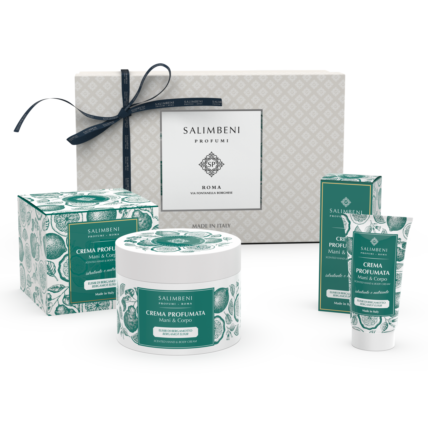 Cadeaupakket NAAR KEUZE (200ml geparfumeerde Hand- en Lichaamscréme + 50ml  geparfumeerde  Hand- en Lichaamscréme met dezelfde geur)