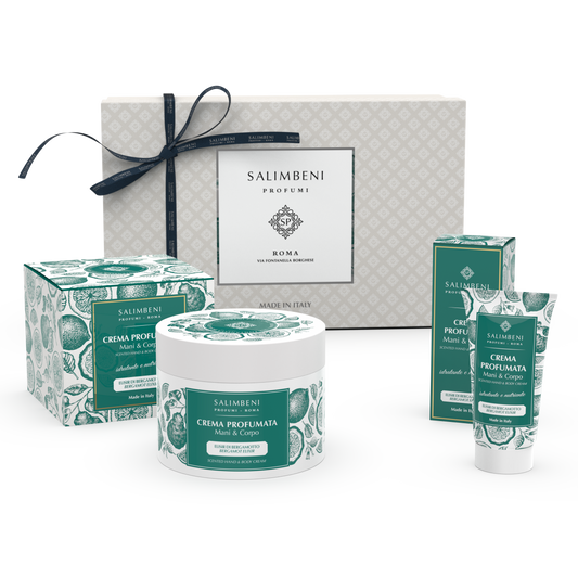 Cadeaupakket NAAR KEUZE (200ml geparfumeerde Hand- en Lichaamscréme + 50ml  geparfumeerde  Hand- en Lichaamscréme met dezelfde geur)