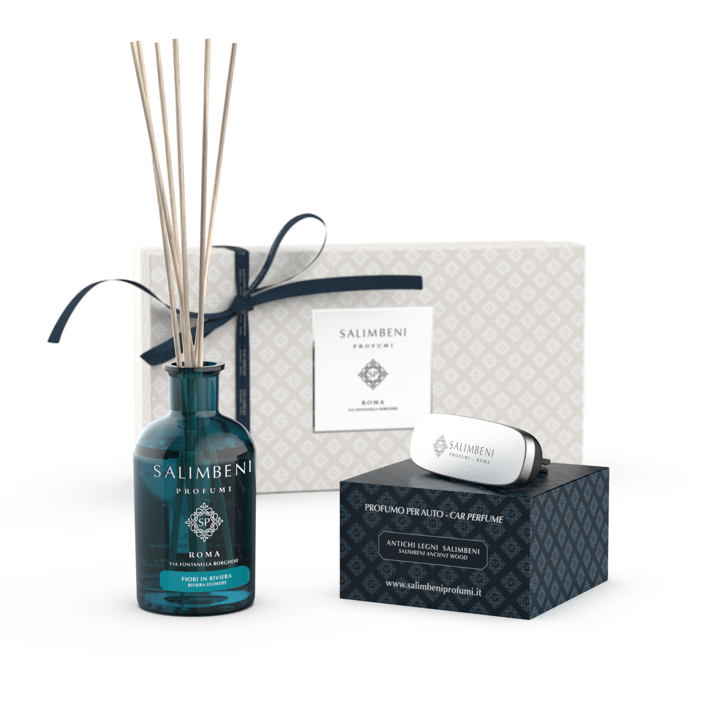 Coffret Cadeau de votre choix (Diffuseur à Bâtonnets 250 ml + Diffuseur pour Voiture du même parfum)