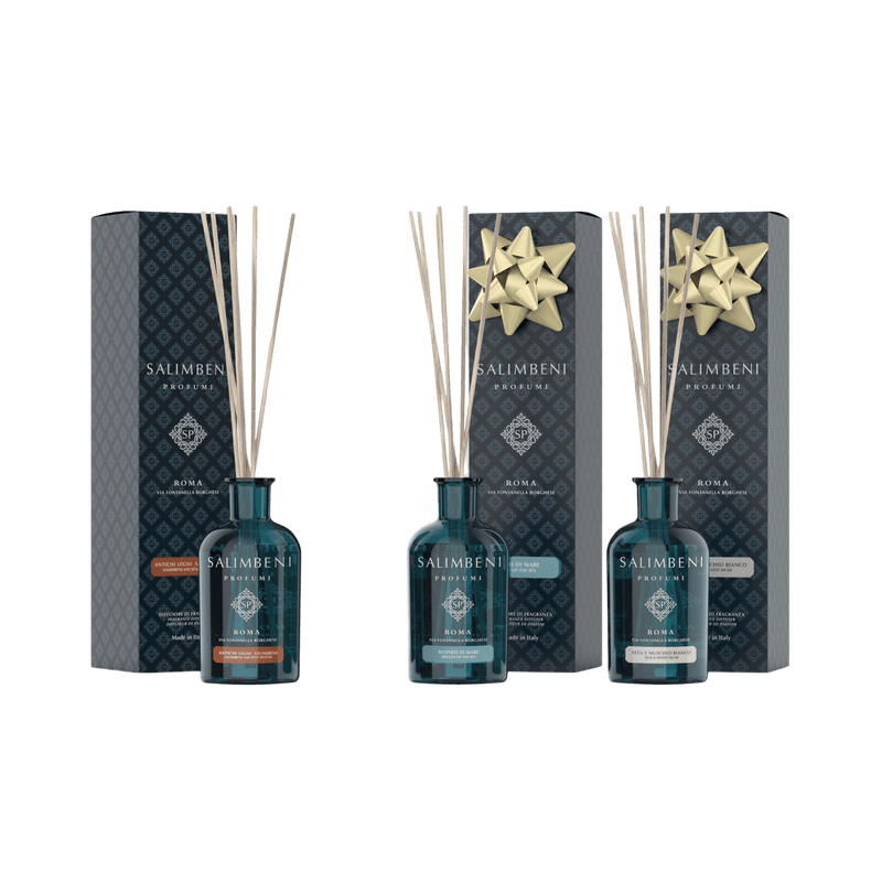 Salimbeni Antiek Hout 100 ml + Adem Van de Zee 100 ml + Zijde en Witte Muskus 100 ml