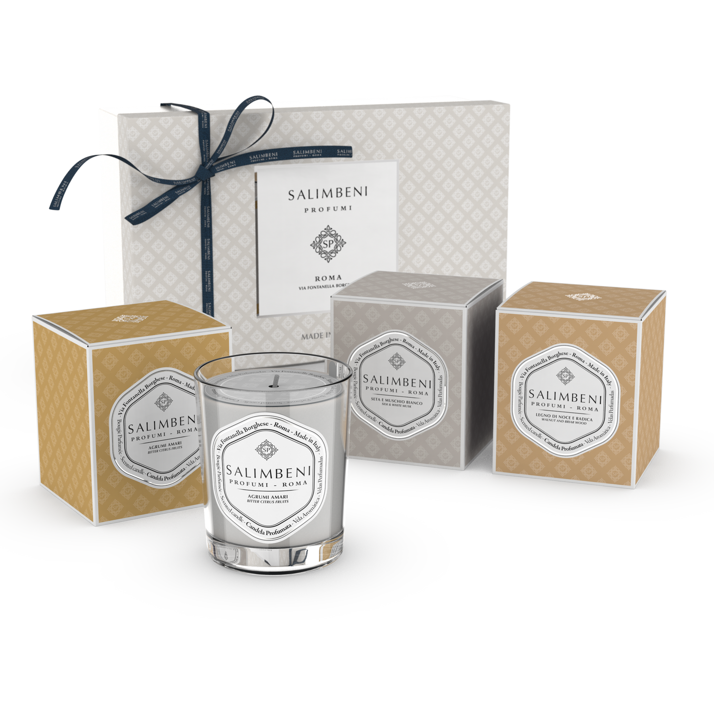 Coffret Cadeau 3 Bougies Parfumées de 190gr (MÉLANGE DE PARFUMS AU CHOIX)
