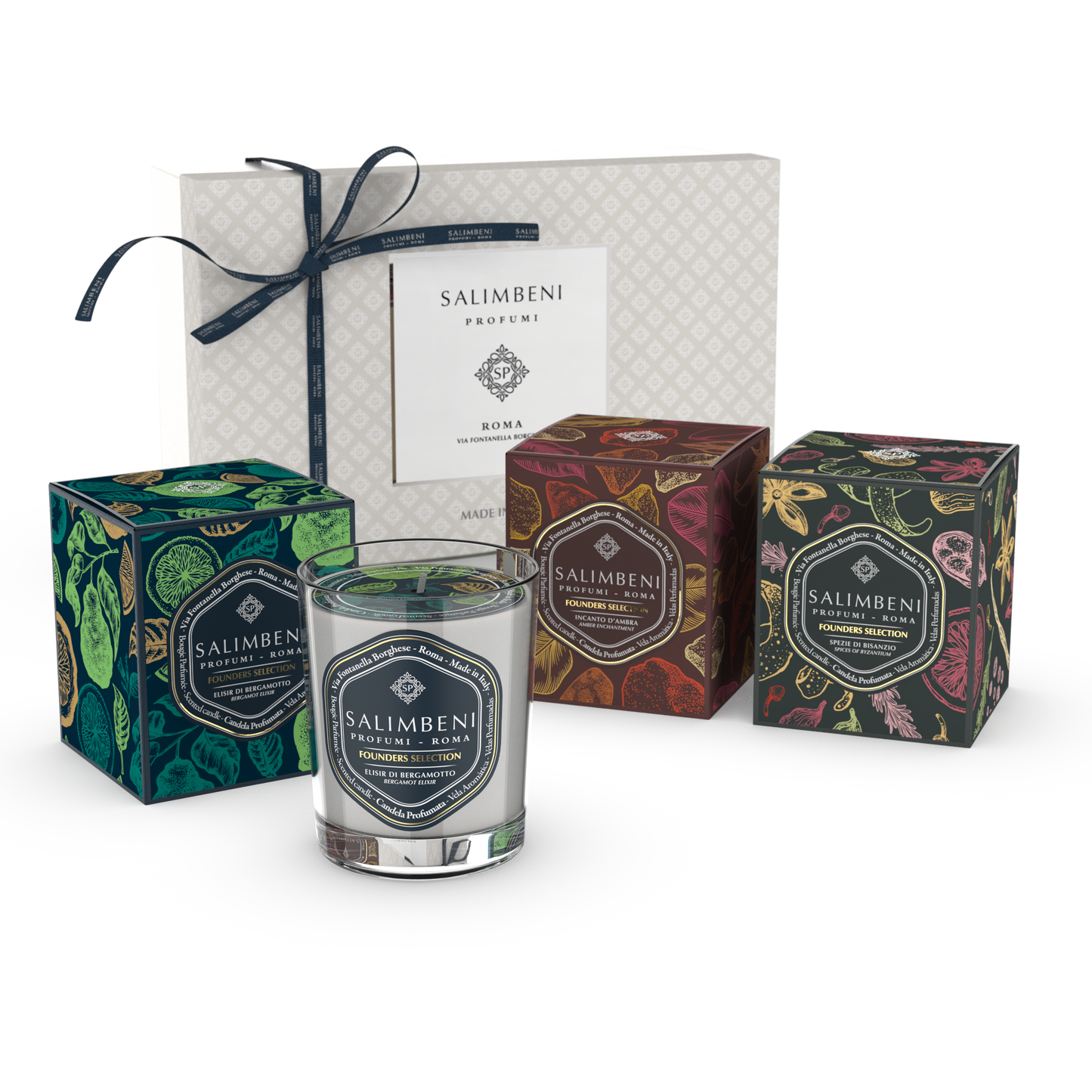 Coffret Cadeau 3 Bougies Parfumées 190gr (Élixir de Bergamote + Magie d'Ambre + Épices Byzantines)