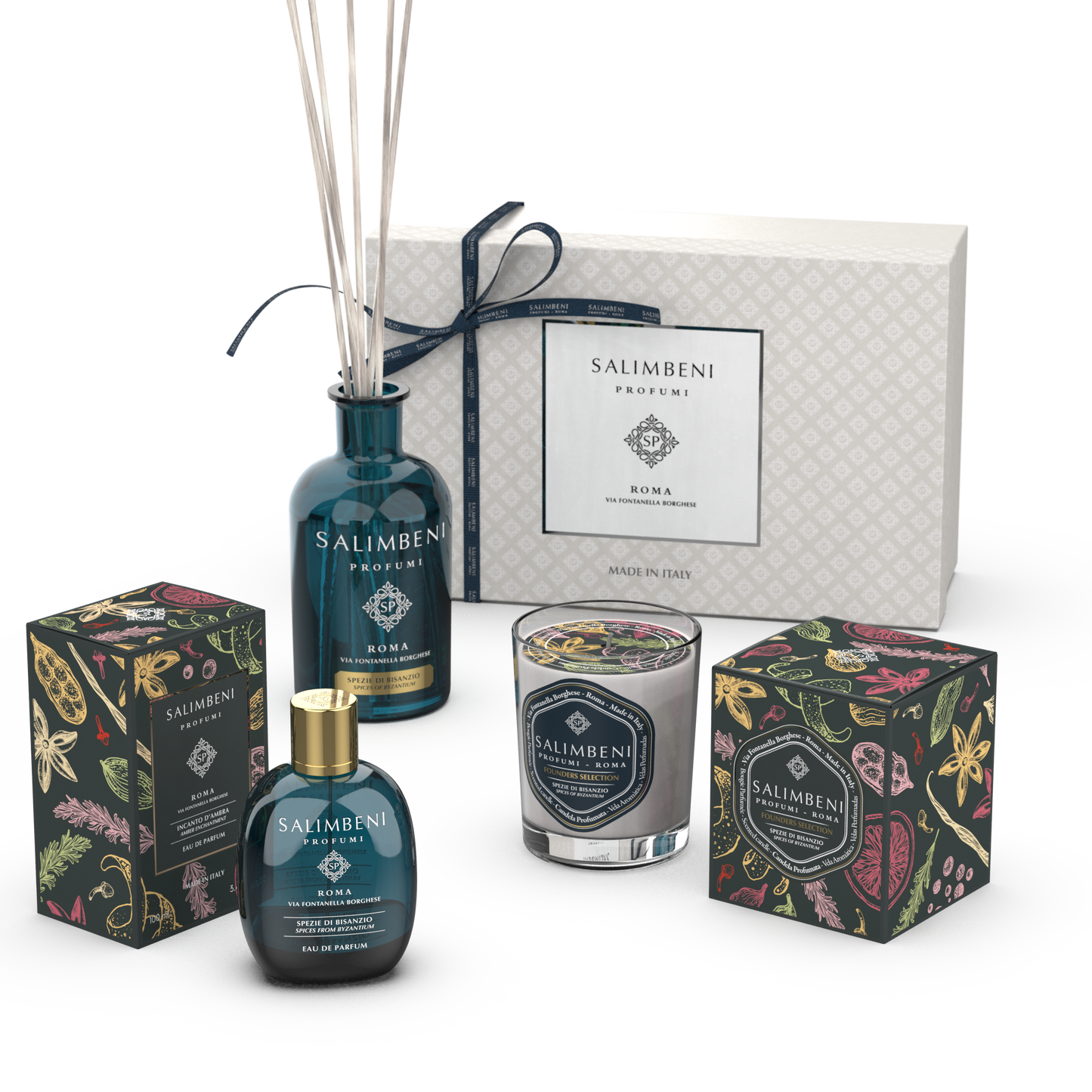 Coffret Cadeau Premium DE VOTRE CHOIX (Eau de Parfum 100 ml + Bougie Parfumée + Diffuseur à Bâtonnets  250 ml)