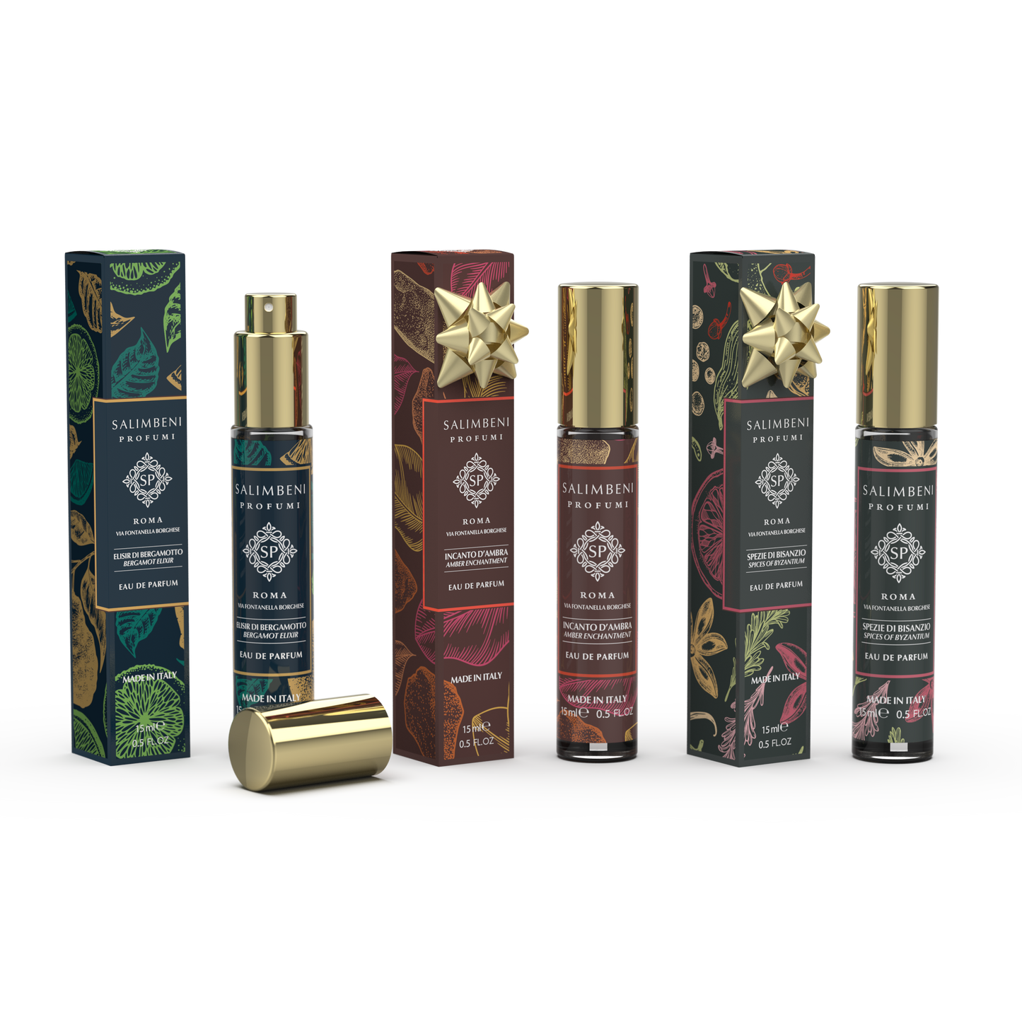 Kit de voyage : Trois Eaux de Parfum 15 ml (Élixir de Bergamote + Épices Byzantines en ESSAI GRATUIT + Magie d'Ambre en ESSAI GRATUIT)